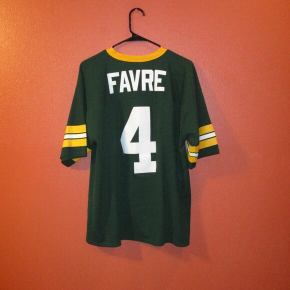 NFL Packers Brett Favre Vintage 1996 Men Large Green Yellow White Logo 7 Jersey - Picture 9 of 13
